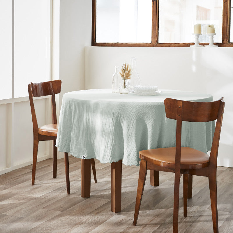 Nappe ronde (0) 180 cm Gaze de coton unie GAÏA Eucalyptus