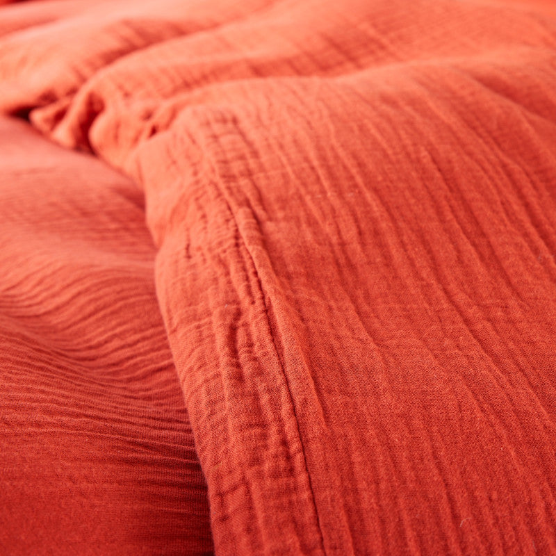 Pack 3 Pièces Housse de couette Gaze de Coton 140 x 200 cm - Dh 90 Terracotta