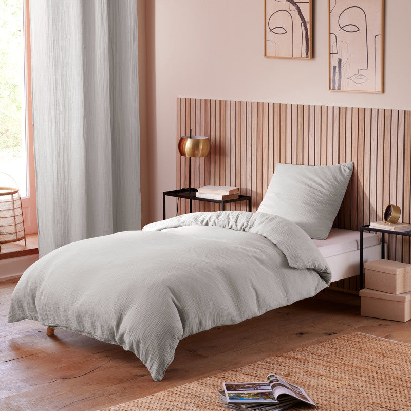 Pack 3 Pièces Housse de couette Gaze de Coton 140 x 200 cm Dh 90 Perle
