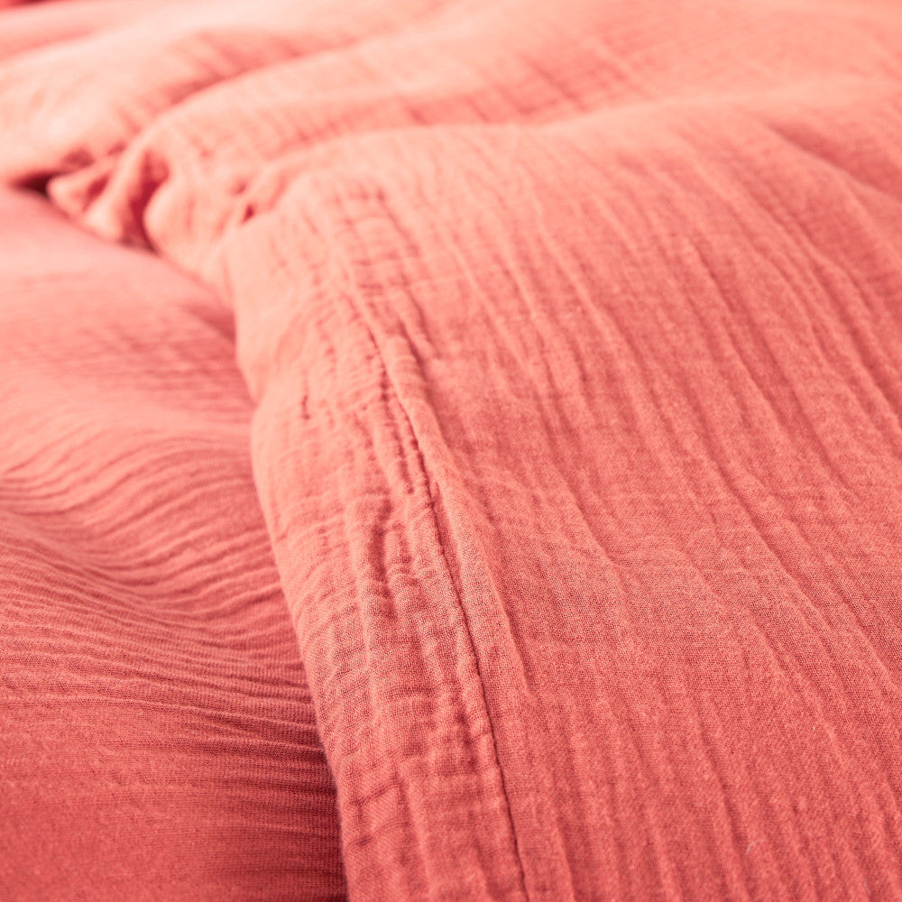 Pack 4 Pièces Housse de couette 240 x 220 cm - Gaze de Coton - Blush