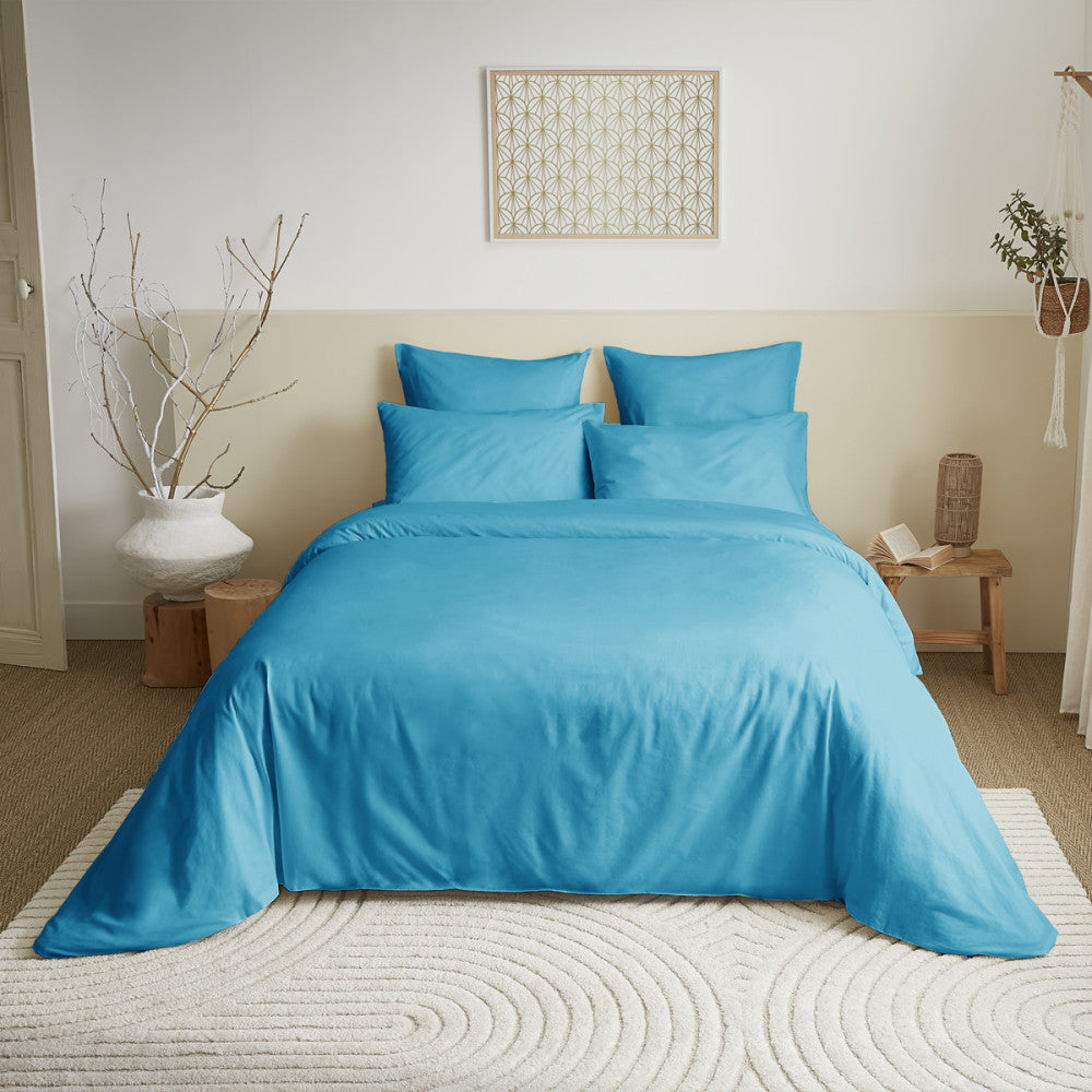 Pack 6 pièces Housse de couette Unicolore 220 x 240 cm - Drap housse 160 x 200 cm - 100% Coton 57 Fils