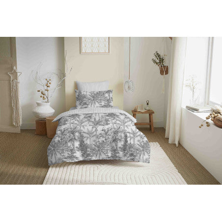 Pack Complet Housse de couette Imprimé 140 x 200 cm - Drap housse 90 x 190 cm - 100% coton / 57 fils/cm² - ADAMA PERLE