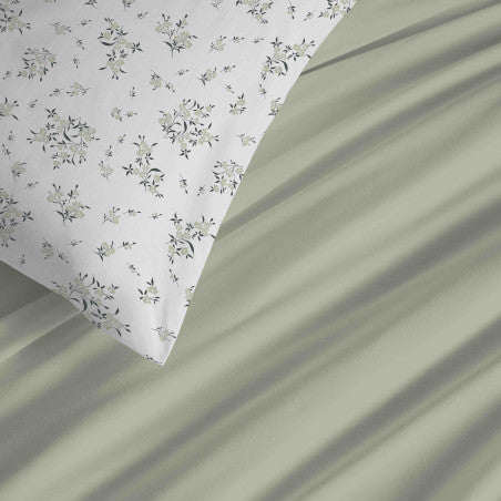 Pack Complet Housse de couette Imprimé 140 x 200 cm - Drap housse 90 x 190 cm - 100% coton / 57 fils/cm² - LOUISE ROMARIN