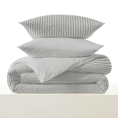 Pack Complet Housse de couette Imprimé 140 x 200 cm - Drap housse 90 x 190 cm - 100% coton / 57 fils/cm² - PALERME EUCALYPTUS