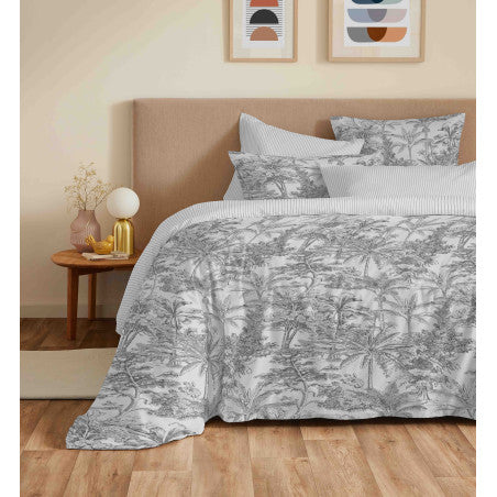 Pack Complet Housse de couette Imprimé 220 x 240 cm - Drap housse 140 x 190 cm - 100% coton / 57 fils/cm² - ADAMA PERLE