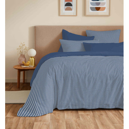 Pack Complet Housse de couette Imprimé 220 x 240 cm - Drap housse 140 x 190 cm - 100% coton / 57 fils/cm²- GABRIELLE MARINE