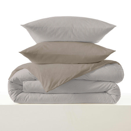 Pack Complet Housse de couette Imprimé 220 x 240 cm - Drap housse 140 x 190 cm - 100% coton / 57 fils/cm²- GABRIELLE NATUREL