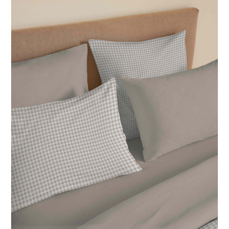 Pack Complet Housse de couette Imprimé 220 x 240 cm - Drap housse 140 x 190 cm - 100% coton / 57 fils/cm²- GABRIELLE NATUREL
