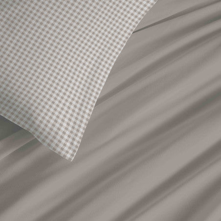 Pack Complet Housse de couette Imprimé 220 x 240 cm - Drap housse 160 x 200 cm - 100% coton / 57 fils/cm²- GABRIELLE NATUREL