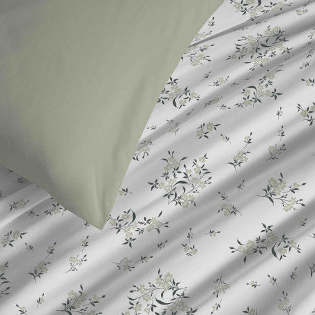 Pack Complet Housse de couette Imprimé 220 x 240 cm - Drap housse 160 x 200 cm - 100% coton / 57 fils/cm²- LOUISE ROMARIN