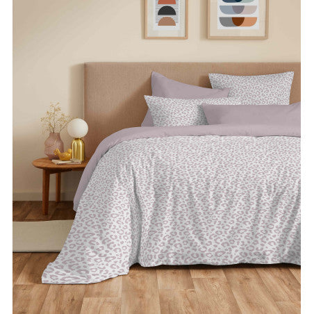 Pack Complet Housse de couette Imprimé 240 x 260 cm - Drap housse 180 x 200 cm King Size - 100% coton / 57 fils/cm²- DIANA BLUSH