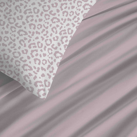 Pack Complet Housse de couette Imprimé 240 x 260 cm - Drap housse 180 x 200 cm King Size - 100% coton / 57 fils/cm²- DIANA BLUSH