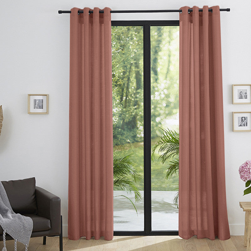 Paire de rideaux à œillets "effet lin" 140 x 260 cm Moonlight deco Rose boisé