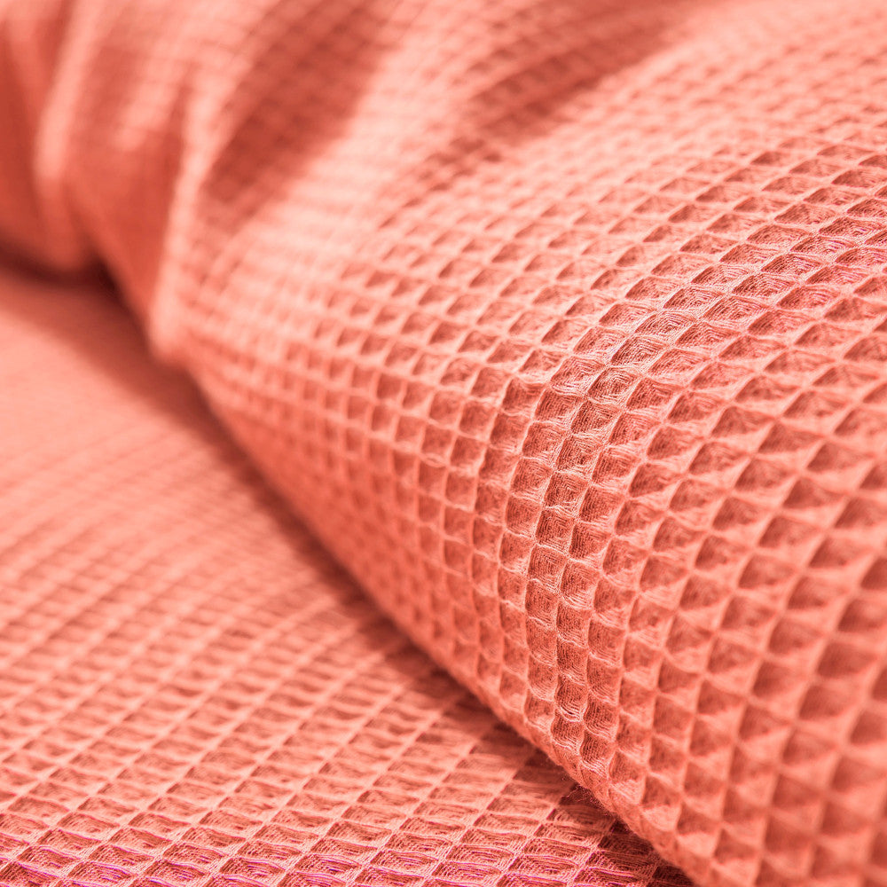 Pack 3 Pièces Housse de couette 240x220cm + 2 taies d'oreiller 65X65cm nid d'abeille - Blush