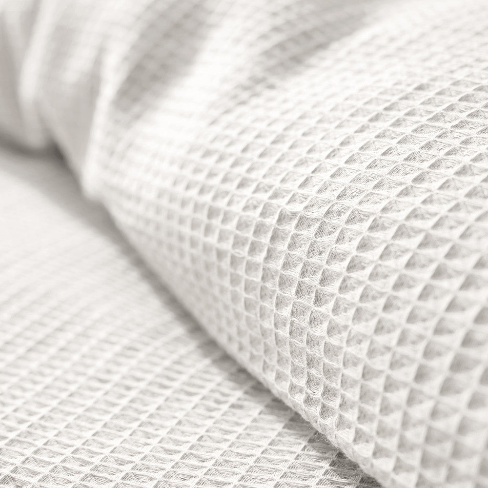 Pack 3 Pièces Housse de couette 260x240cm + 2 taies d'oreiller 65X65cm - nid d'abeille - Neige