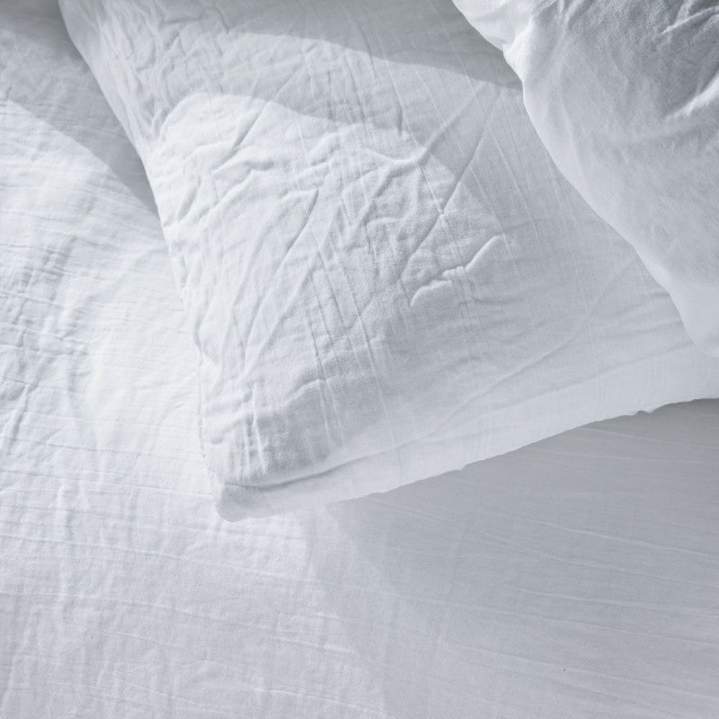 Pack 3 pièces Housse de couette 260 x 240 cm + 2 Taies d'oreiller 65 x 65 cm Gaze de Coton Craie