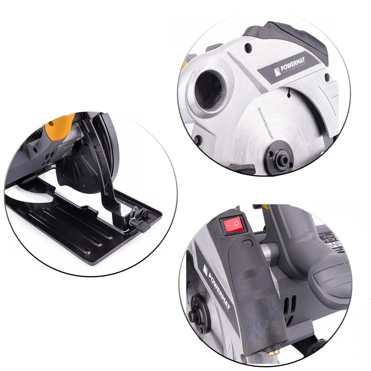 Scie circulaire à bois avec laser 2250 W 2 disques 185 mm 24/40 dents