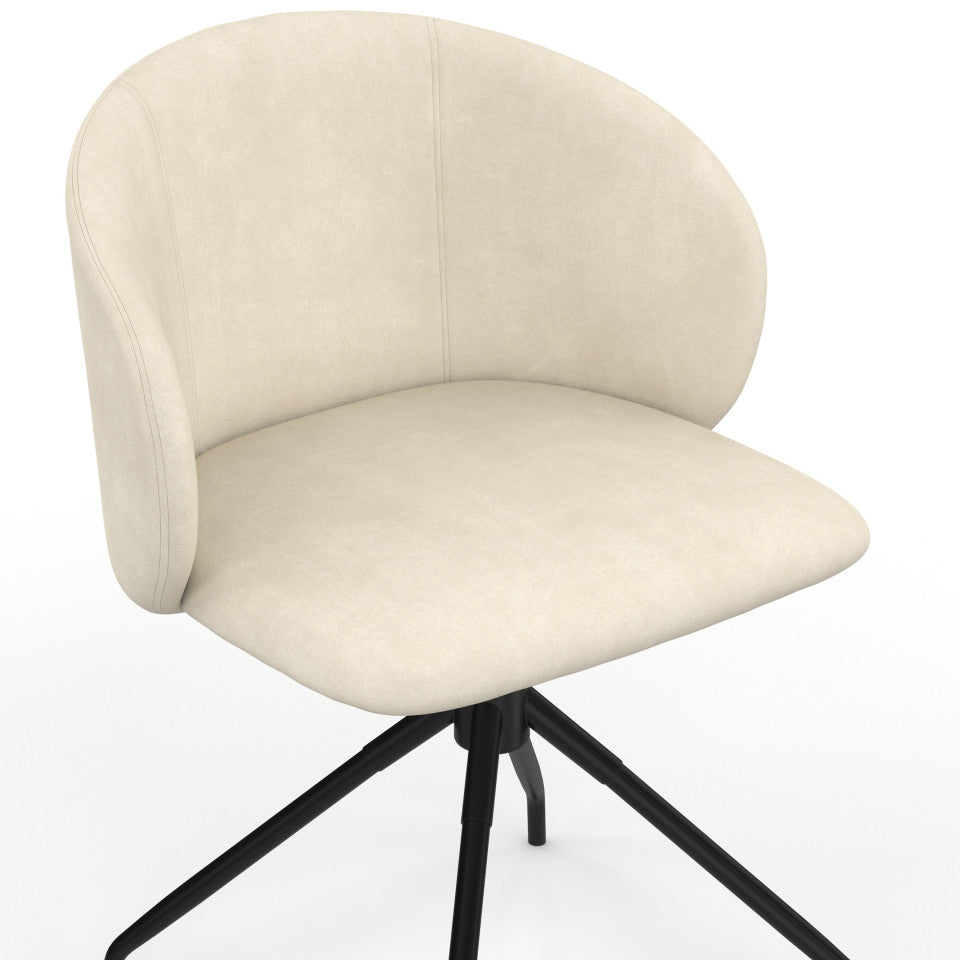 Chaises Léona pivotantes velours crème pieds métal - lot de 4