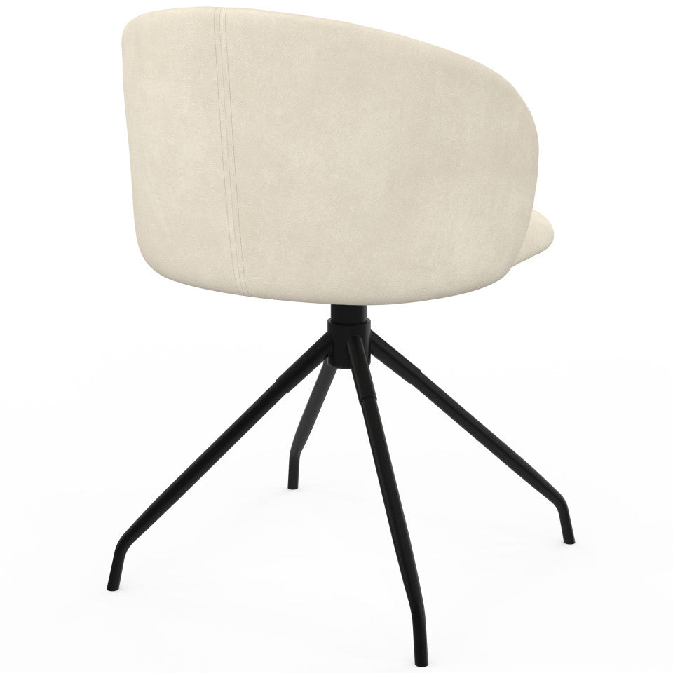 Chaises Léona pivotantes velours crème pieds métal - lot de 4