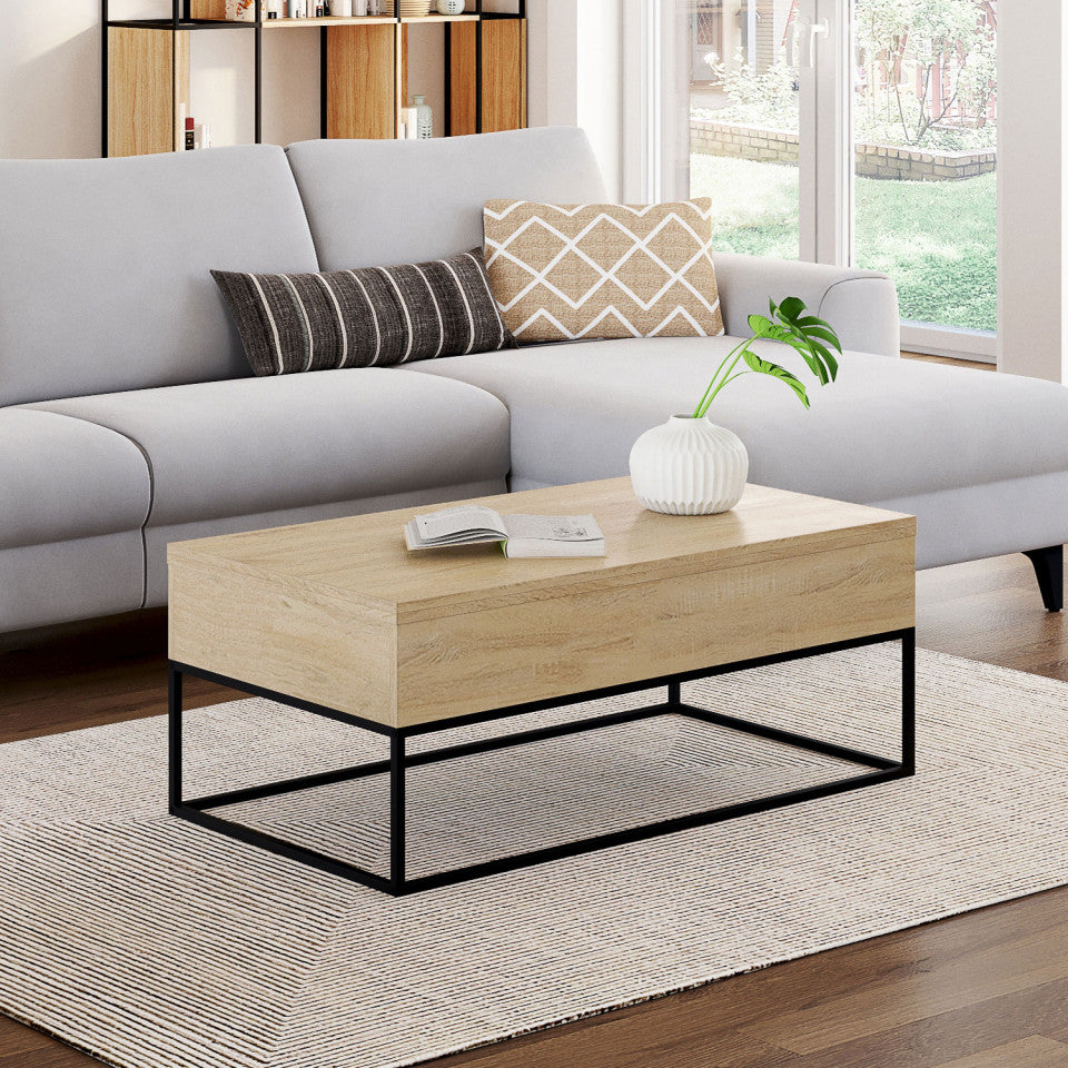 Table basse Memphis avec plateau relevable et dépliant