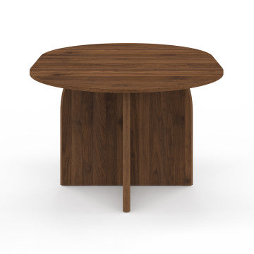 Table à manger ronde extensible Japandi effet noyer Ø110-150cm