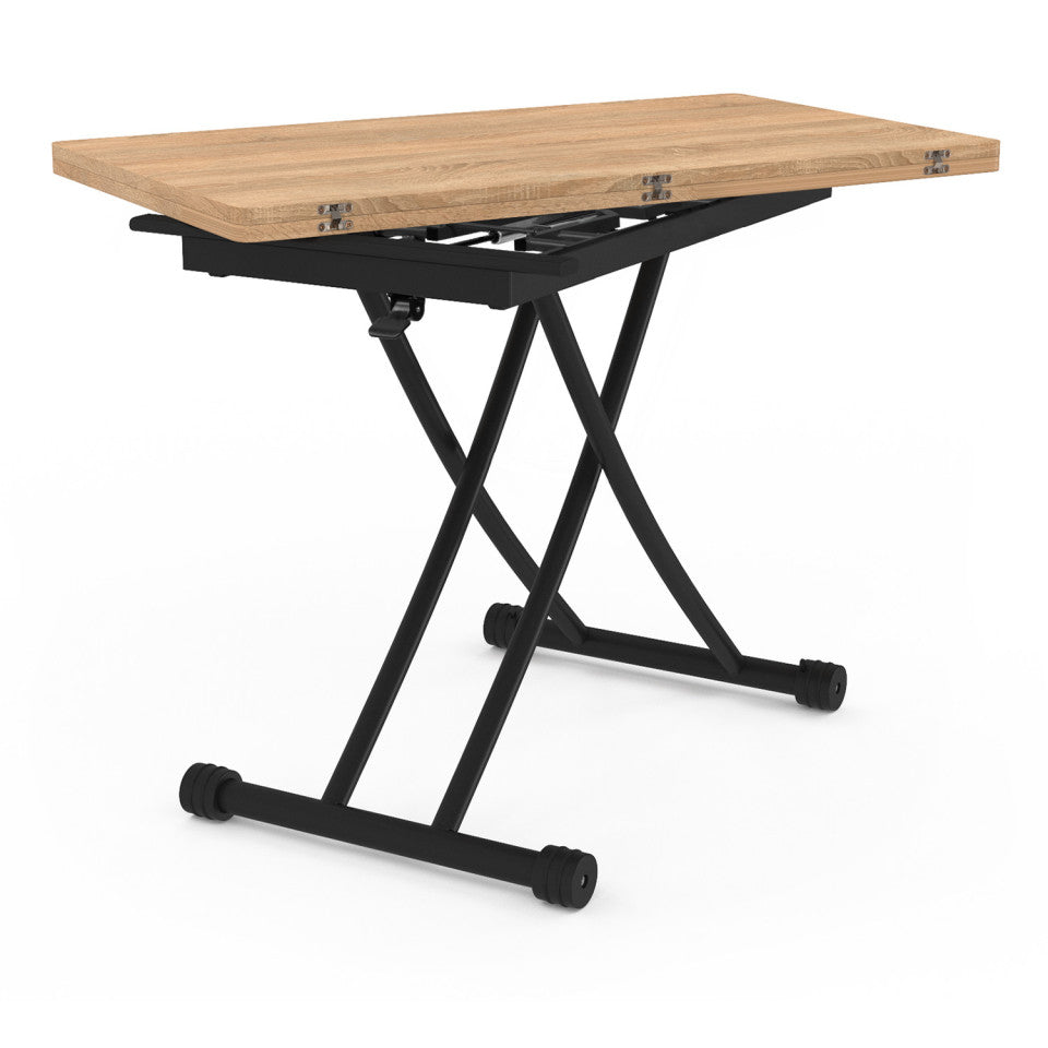 Table repas 2 en 1 Tribeca hauteur ajustable bois et noir