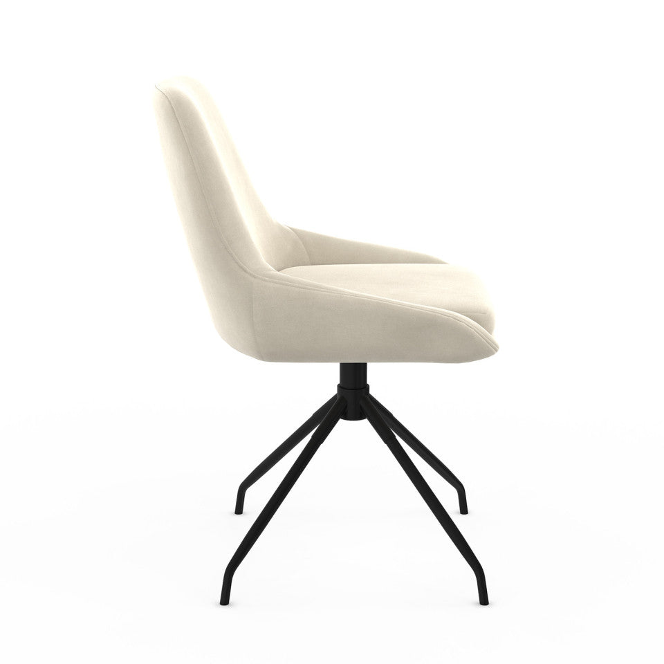 Chaises Olivia assise pivotante crème pieds métal - lot de 4