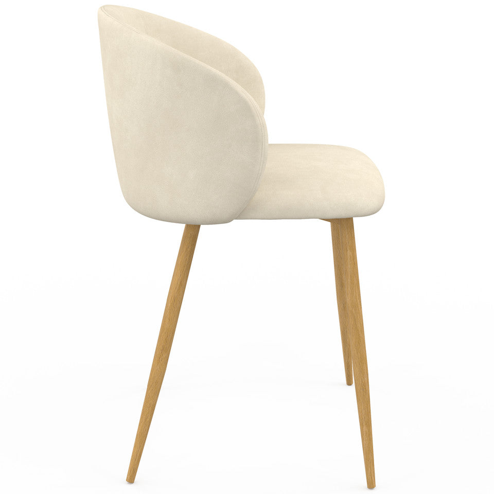 Chaises Léona velours crème et pieds métal bois - lot de 2