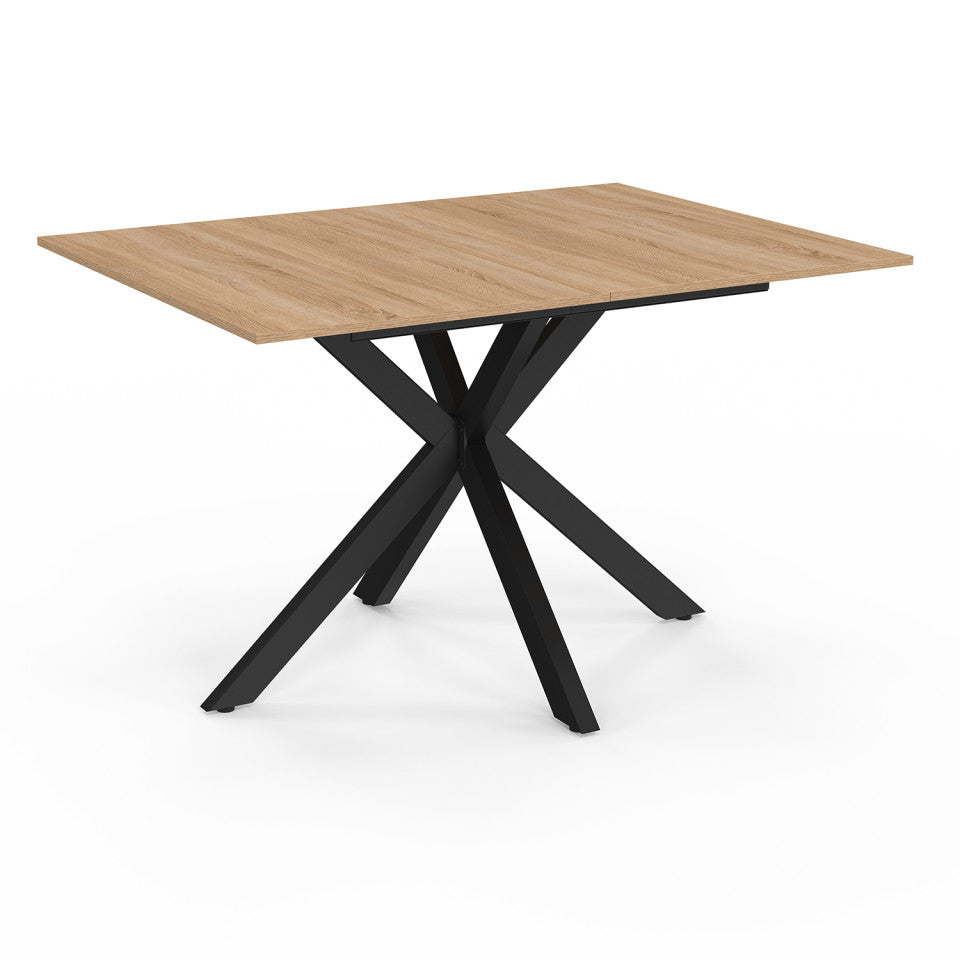 Table repas Spider plateau extensible 120-160cm et pieds croisés noirs