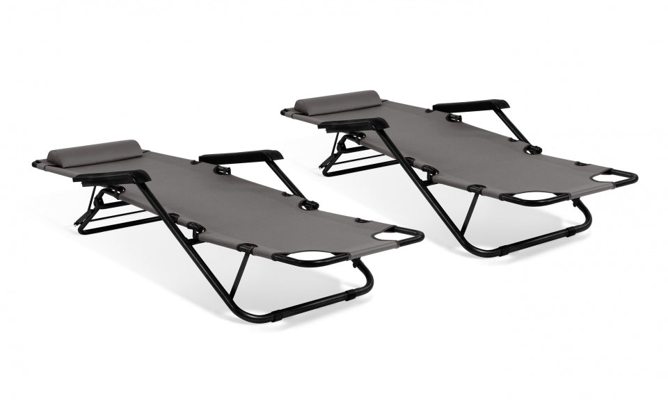 Fauteuils de jardin Relax double position noirs - lot de 2