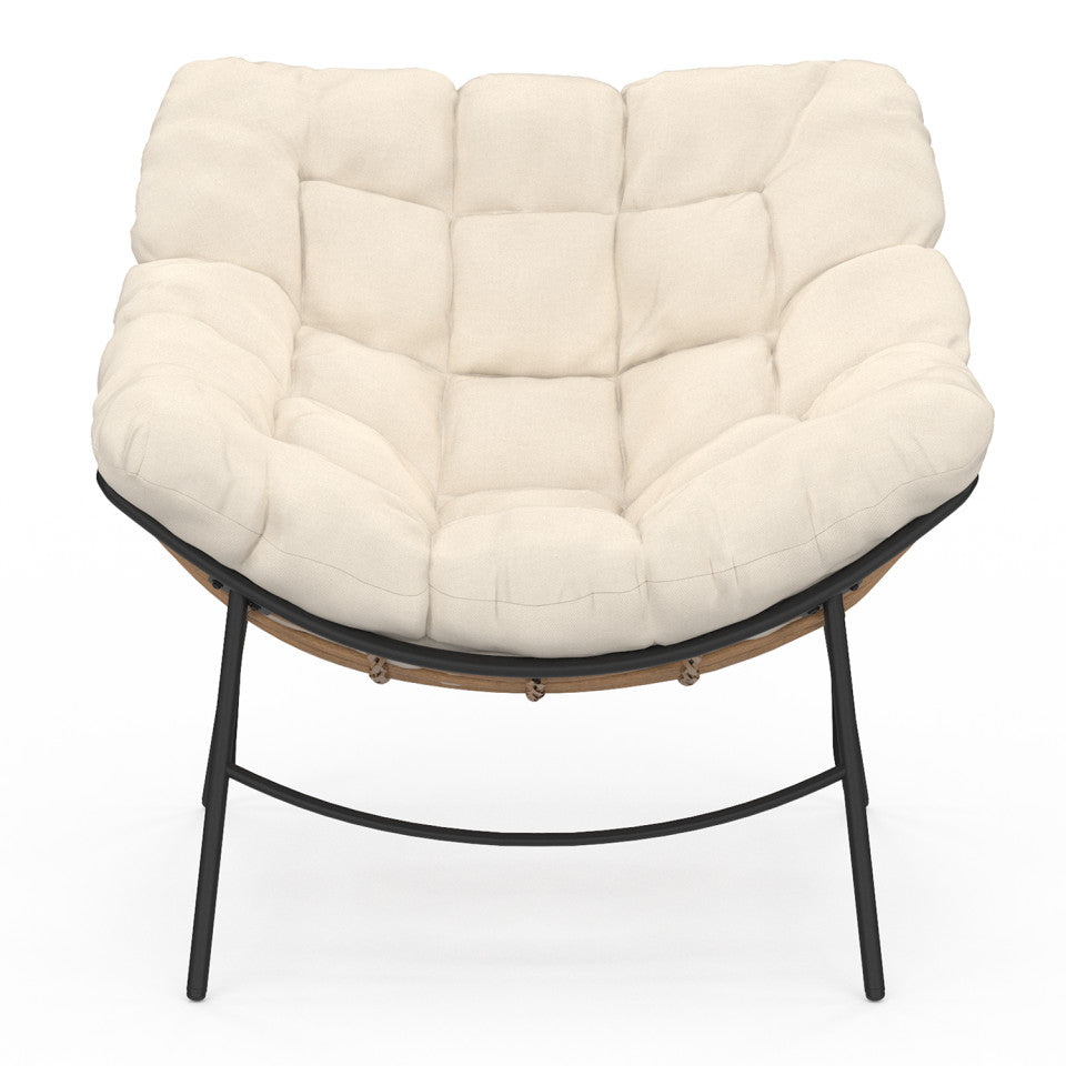 Fauteuil de jardin Lois rotin et coussin écru