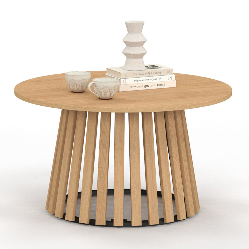Table basse ronde Camélia pieds lattes Ø70cm