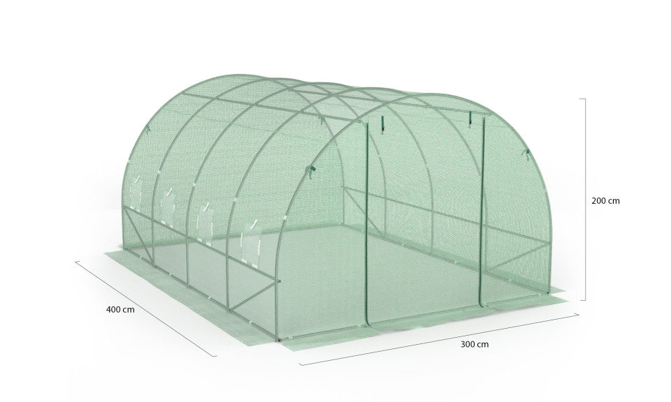 Serre tunnel de jardin 12m² verte bâche renforcée 130 gr/m² - Gamme maraichère