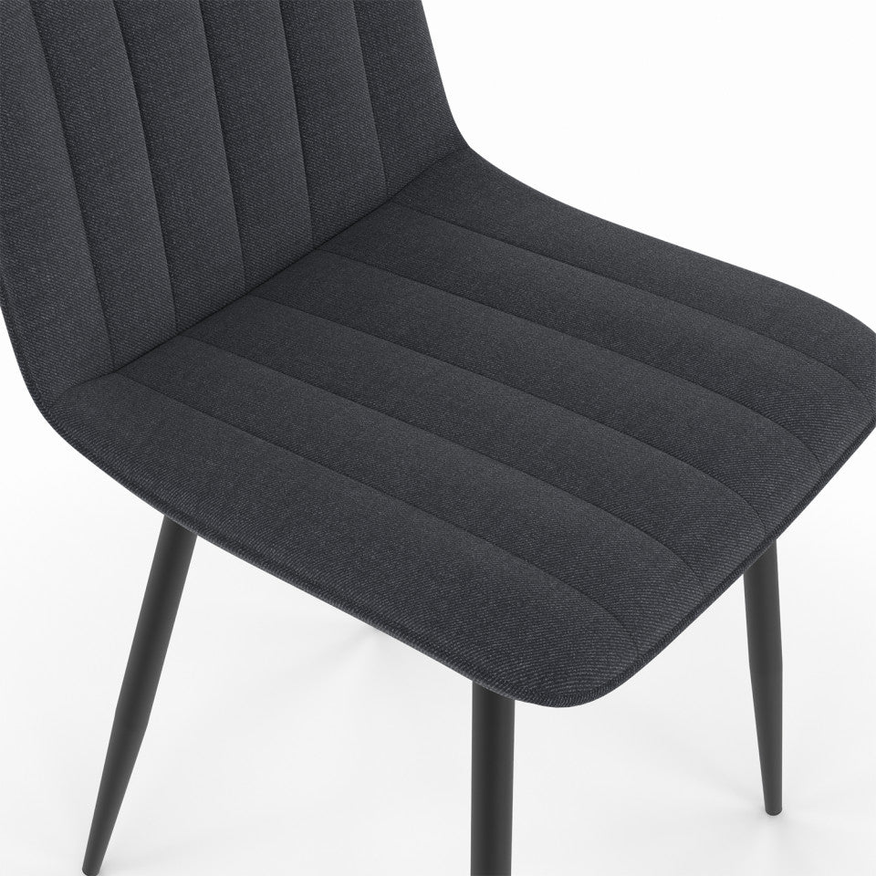Chaises Fiona en velours gris foncé - lot de 6