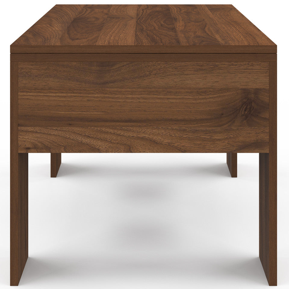 Table basse relevable dépliante effet noyer