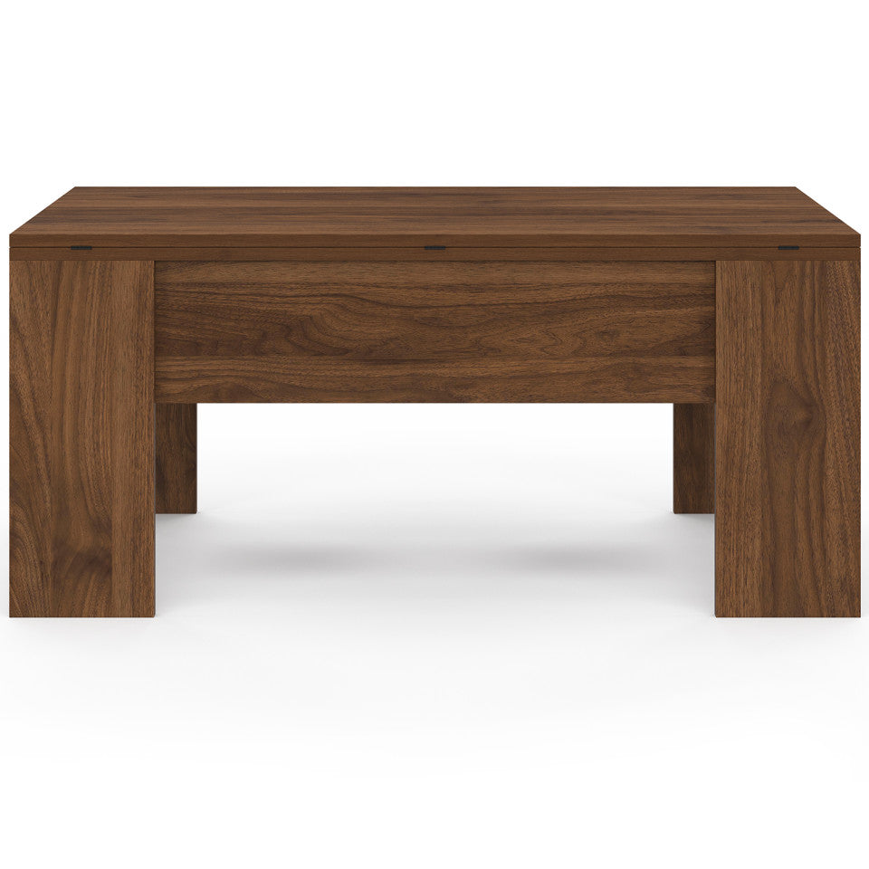 Table basse relevable dépliante effet noyer