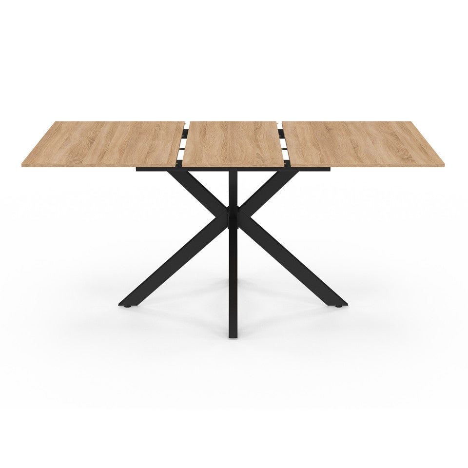 Table repas Spider plateau extensible 120-160cm et pieds croisés noirs
