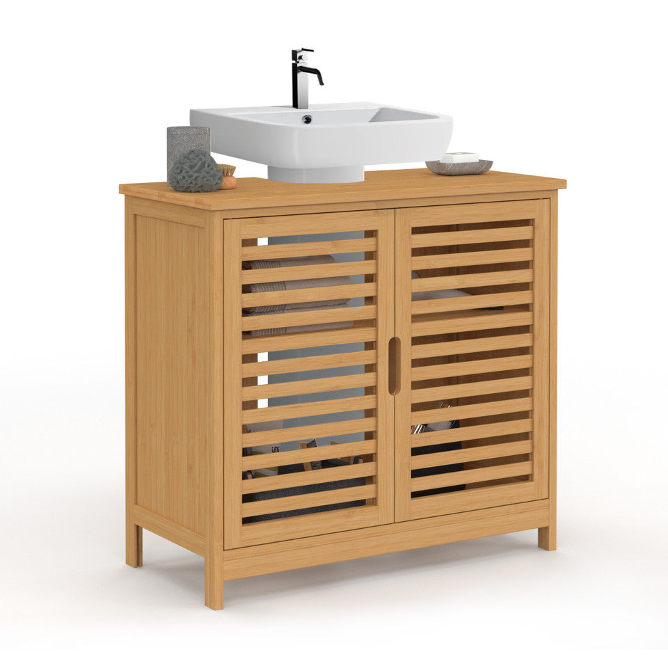 Meuble sous vasque Maya bambou 2 portes