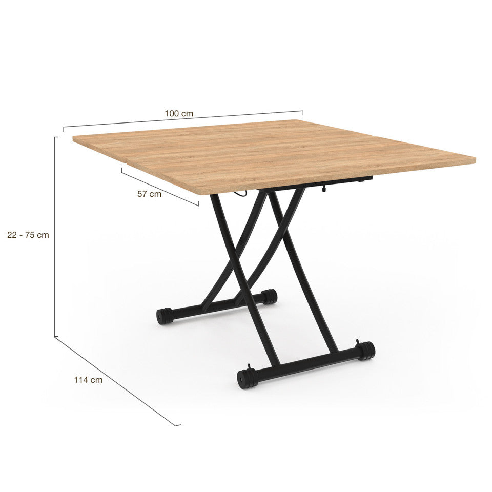 Table repas 2 en 1 Tribeca hauteur ajustable bois et noir