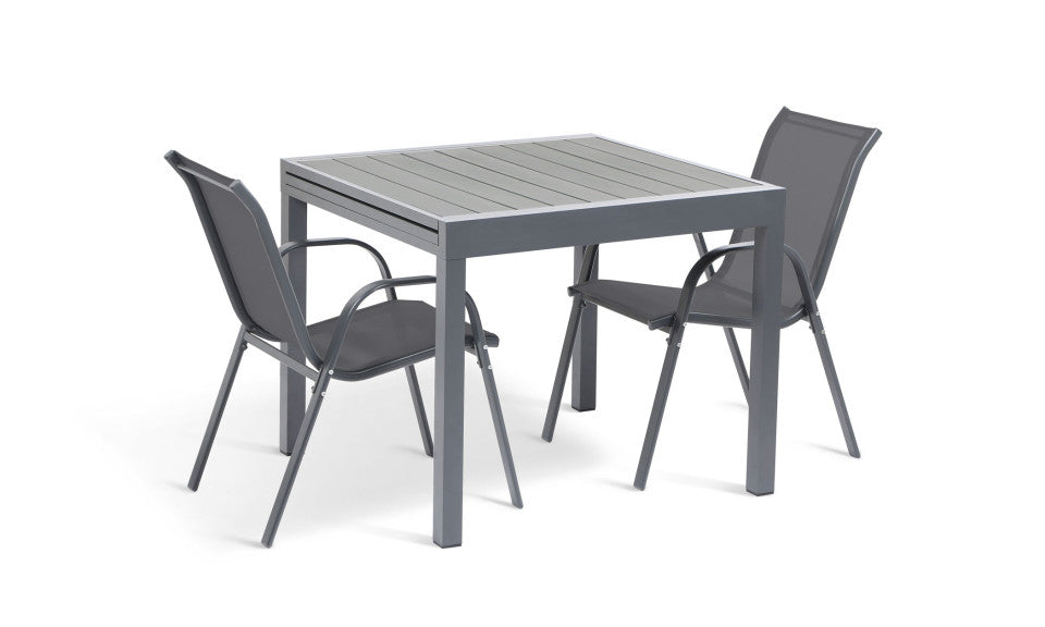 Table de jardin extensible en polywood 90-180cm gris anthracite