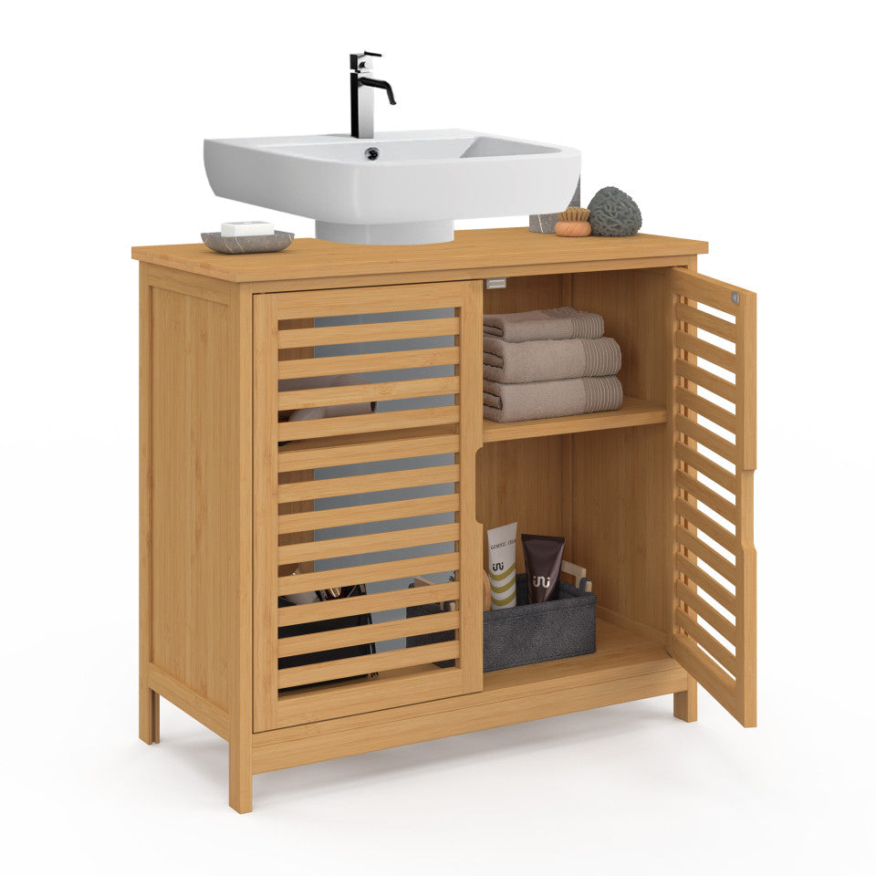 Meuble sous vasque Maya bambou 2 portes