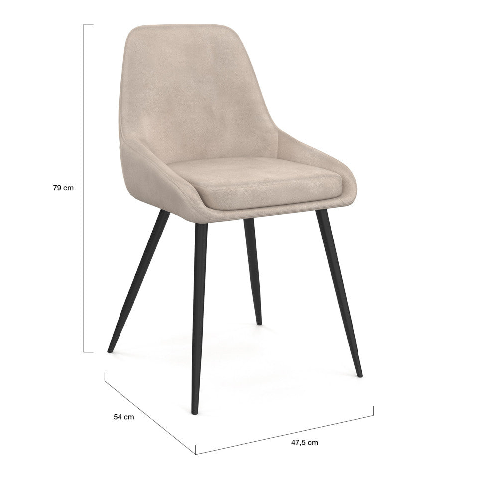 Chaises Olivia assise taupe pieds métal - lot de 6