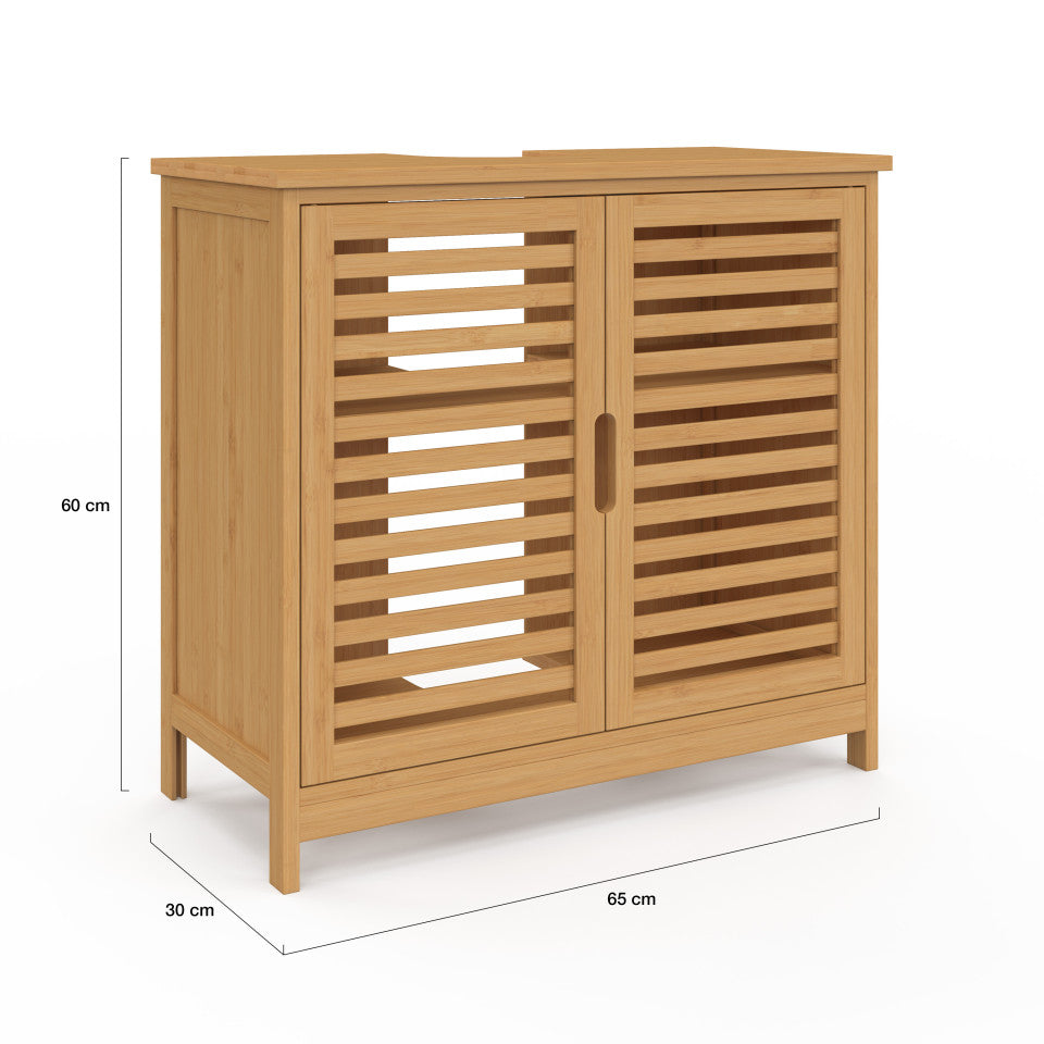 Meuble sous vasque Maya bambou 2 portes