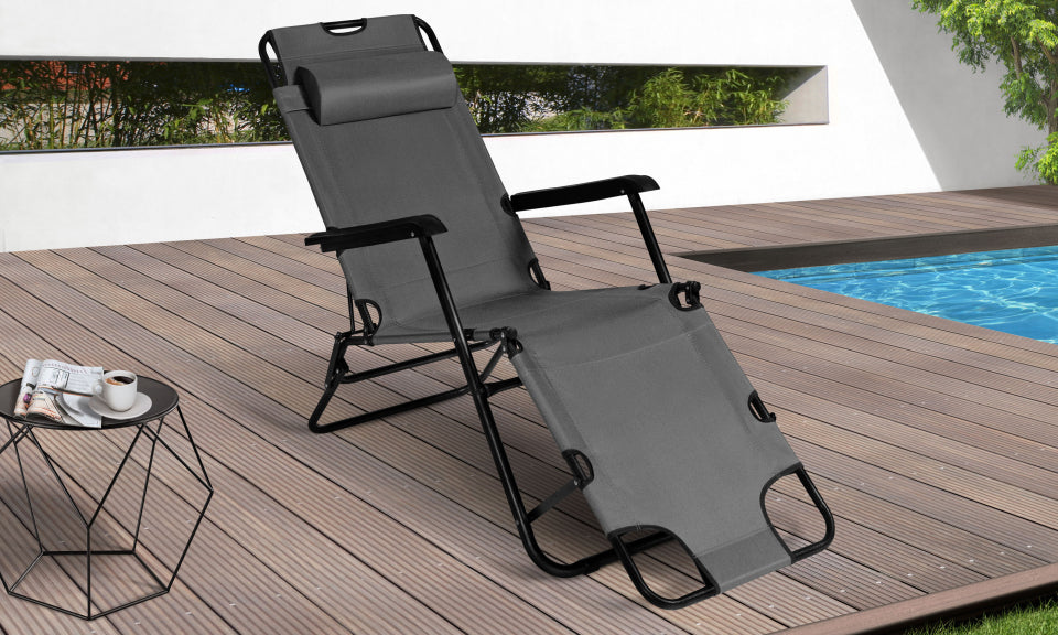 Fauteuils de jardin Relax double position noirs - lot de 2