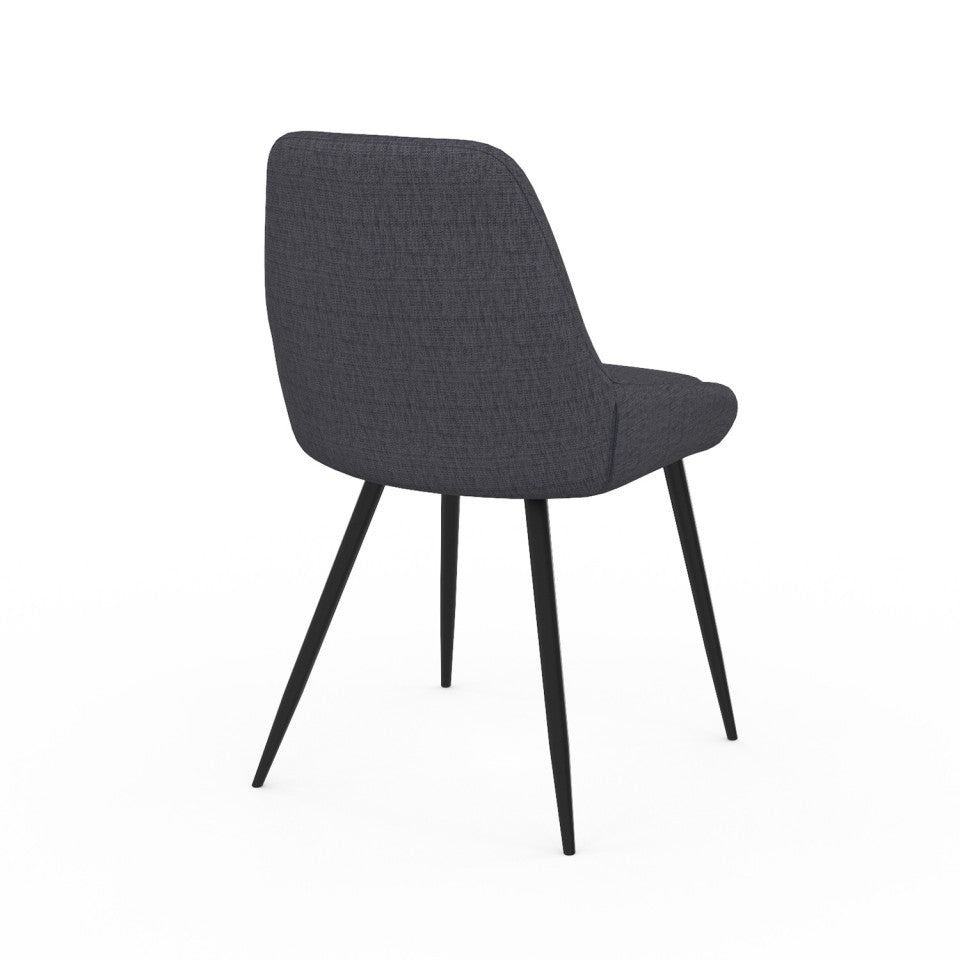 Chaises Ornella assise tissu gris foncé et pieds métal noirs - lot de 4