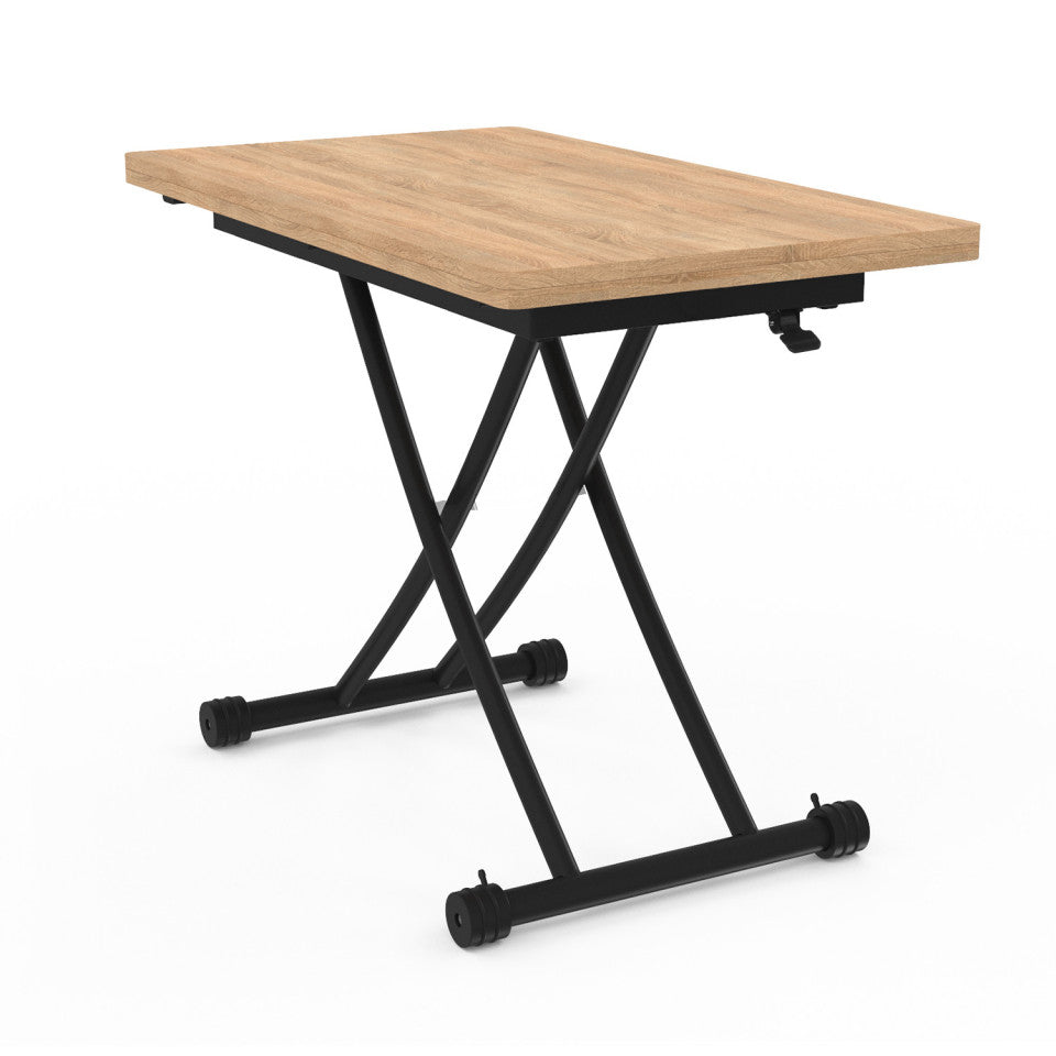 Table repas 2 en 1 Tribeca hauteur ajustable bois et noir