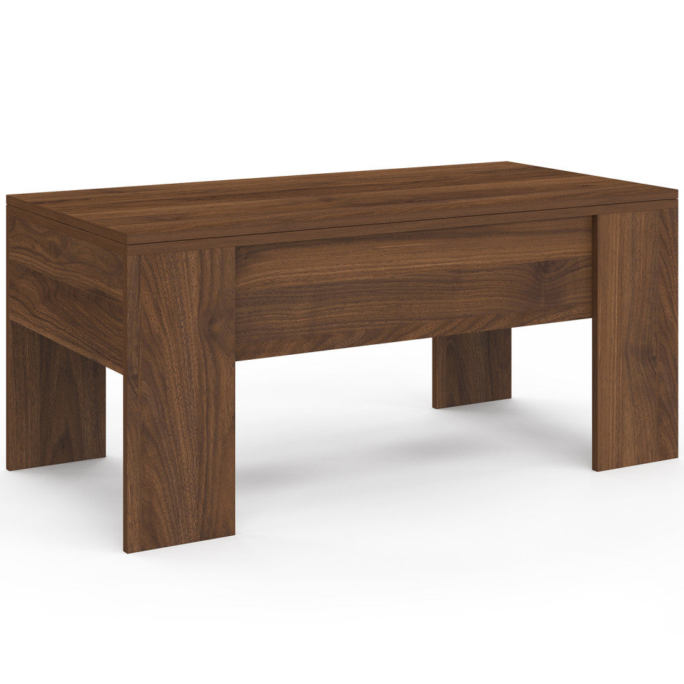 Table basse relevable dépliante effet noyer