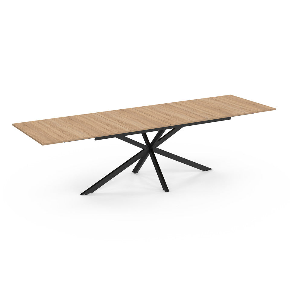 Table à manger extensible Spider 200-300cm bois et noir