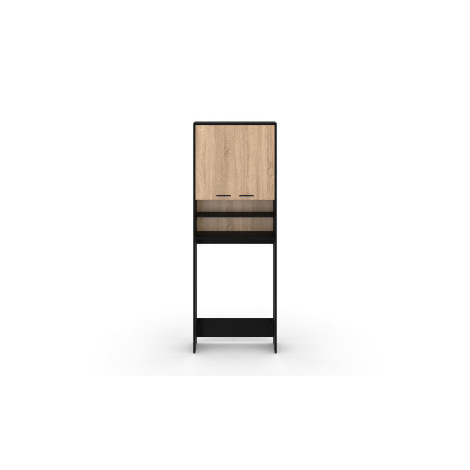 Meuble spécial dessus machine à laver Will noir et bois