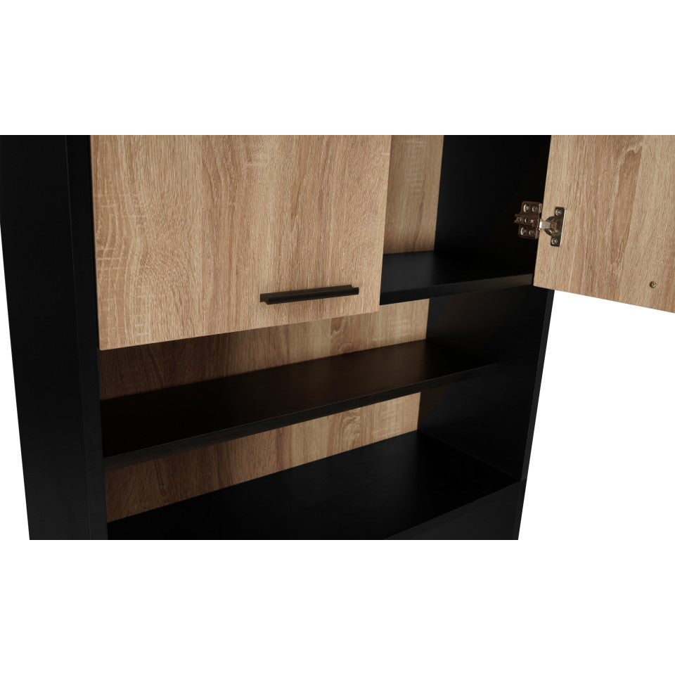 Meuble spécial dessus machine à laver Will noir et bois